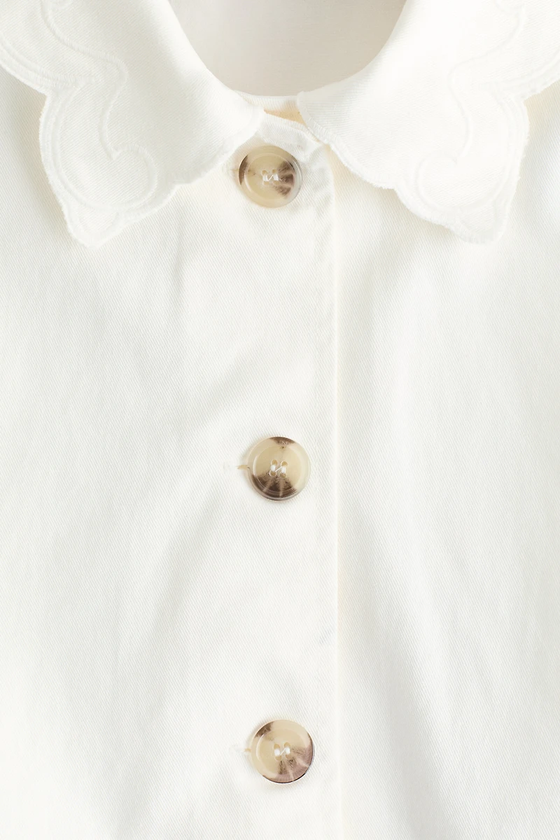 Twill Jacket with Eyelet Embroidery