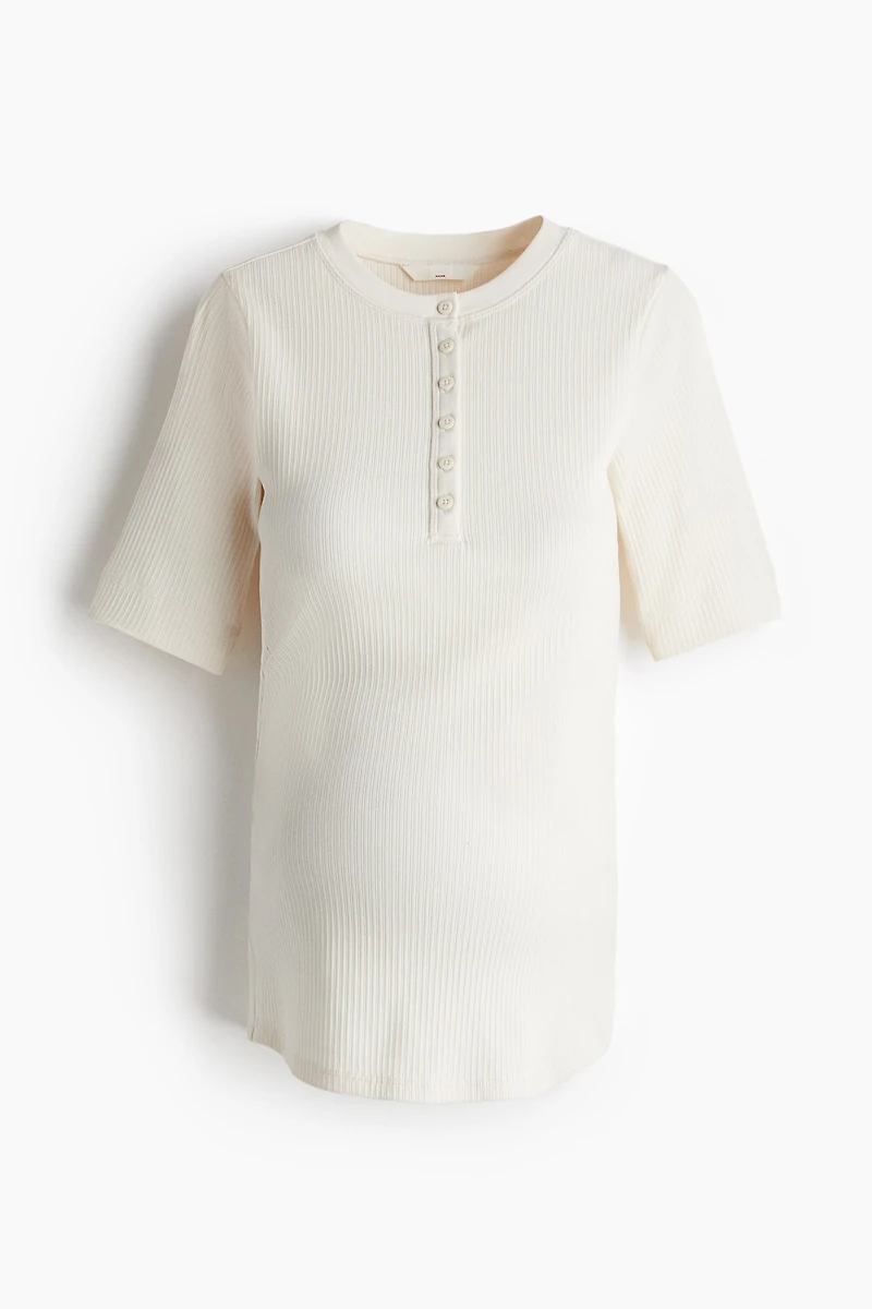 MAMA Ribbed Henley Top