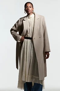 Manteau en laine mélangée avec ceinture à nouer