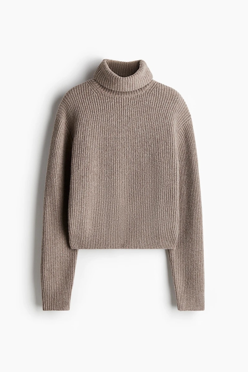 Rib-Knit Turtleneck Sweater