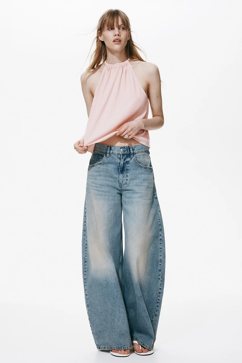 Crinkled Drawstring Top