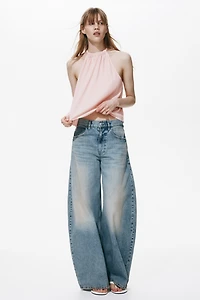 Crinkled Drawstring Top
