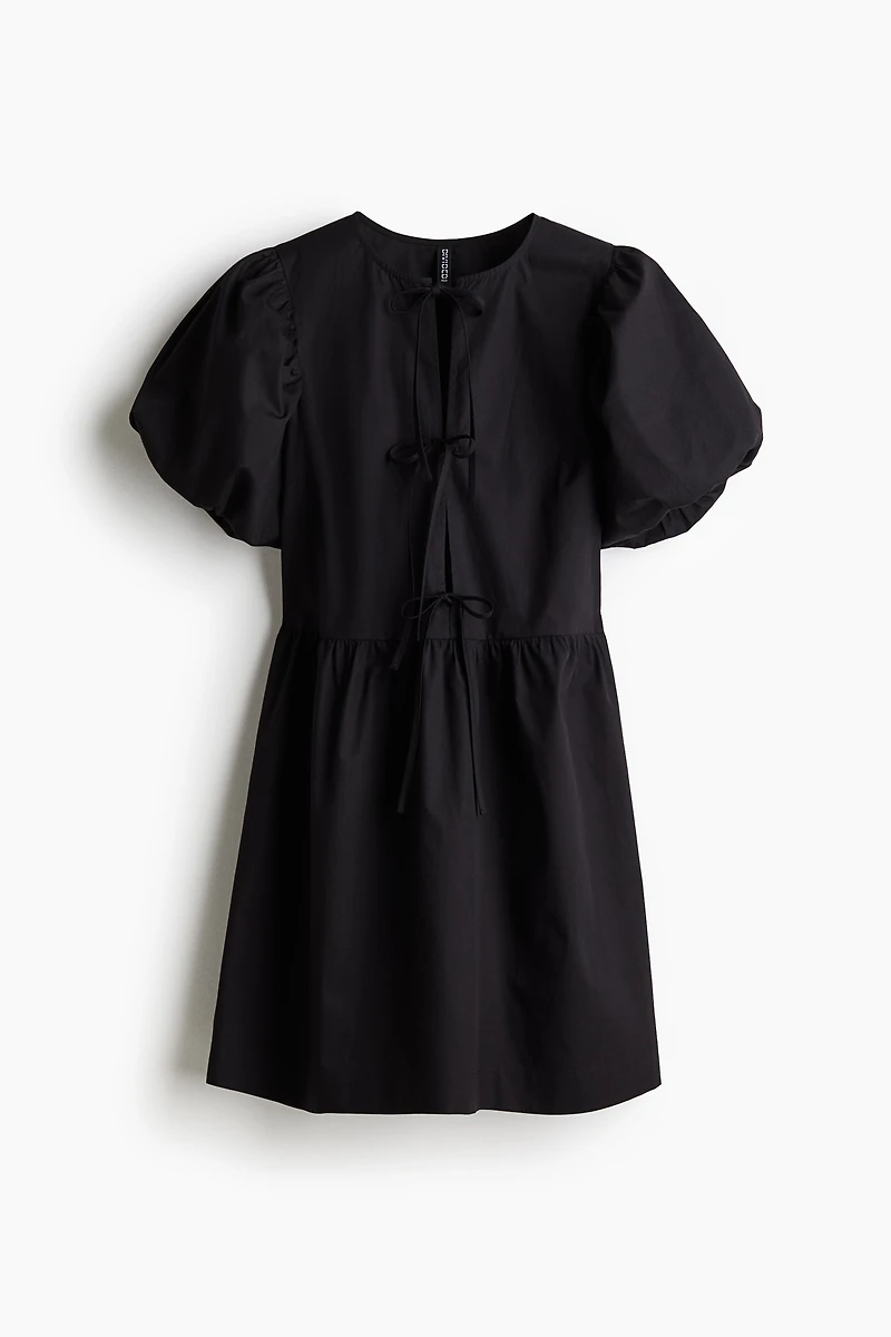Tie-Front Poplin Dress