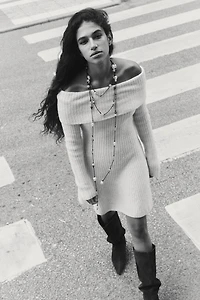 Rib-Knit Off-the-Shoulder Dress