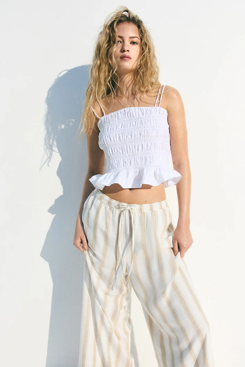 Pantalon en lin mélangé avec cordon de serrage
