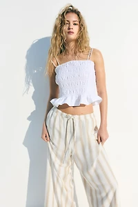 Pantalon en lin mélangé avec cordon de serrage