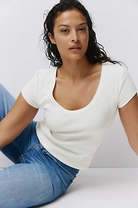 Ribbed Scoop-Neck T-Shirt