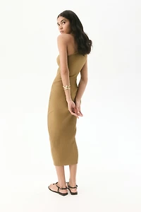 Rib-Knit One-Shoulder Dress