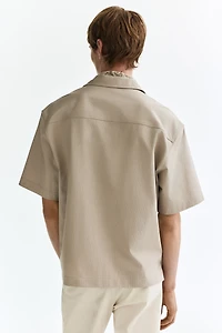 Chemise texturée décontractée à col cubain