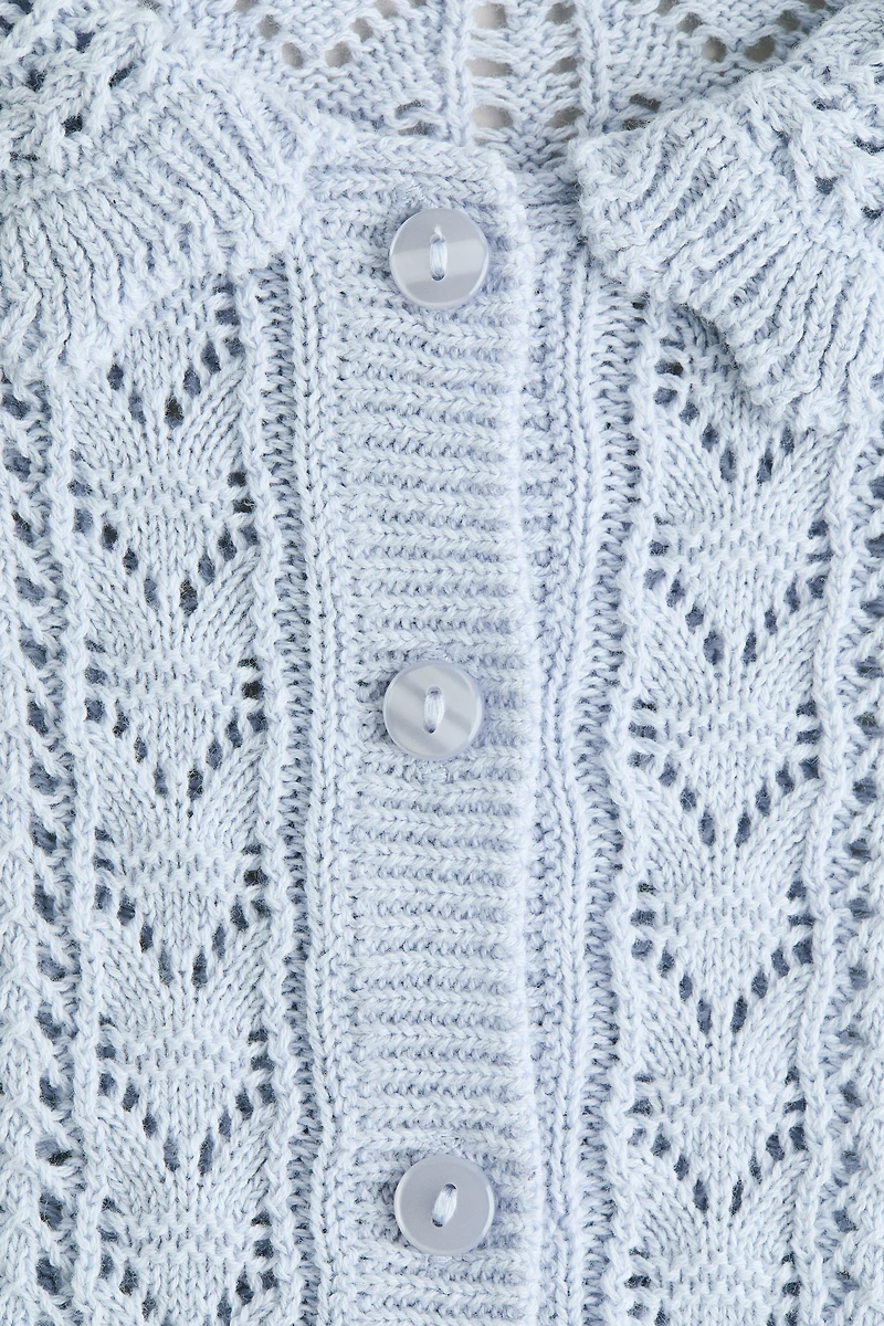 Crochet-Look Short-Sleeved Cardigan