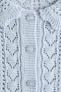 Crochet-Look Short-Sleeved Cardigan