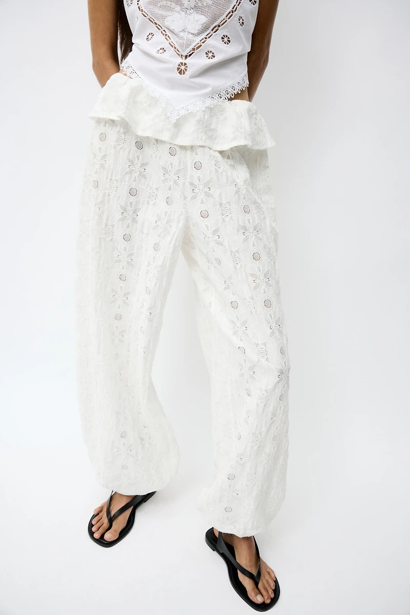 Cotton-Blend Balloon-Leg Pants