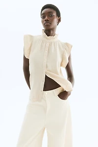 Flutter-Sleeved Muslin Blouse