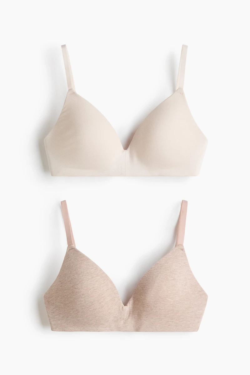 2-pack Padded Soft-cup Cotton Bras