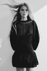 Pintucked cotton blouse