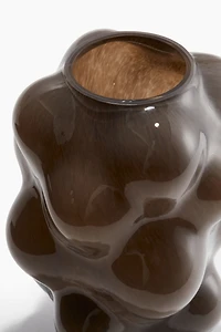 Vase en verre bullé