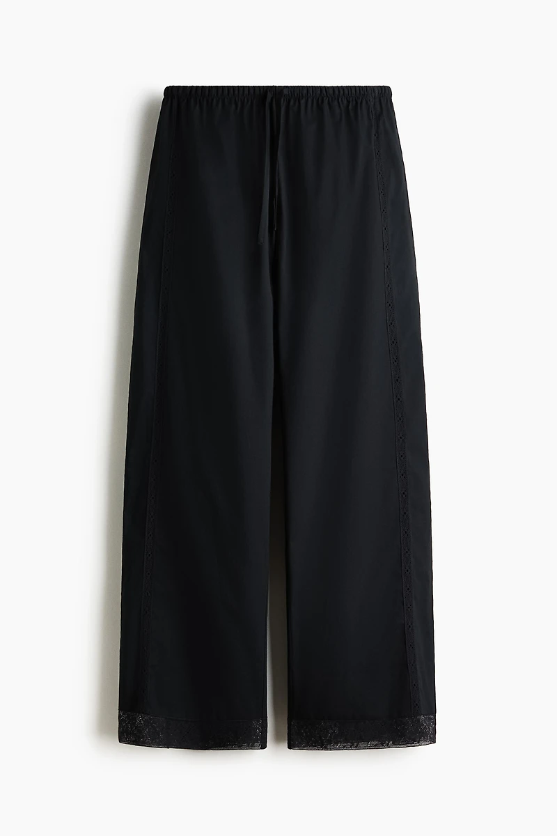 Lace-Trimmed Drawstring Pants