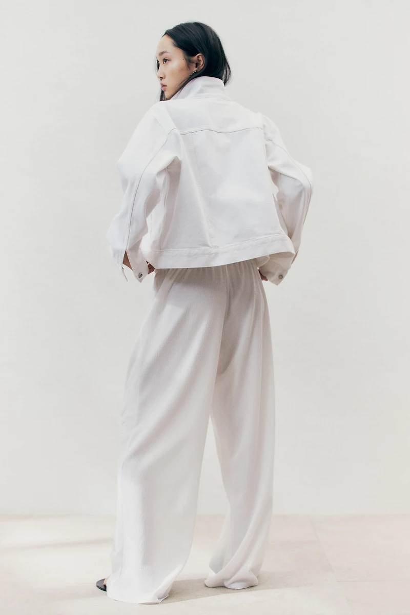 Wide-Leg Pants with Eyelet Embroidery