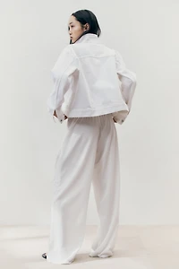 Wide-Leg Pants with Eyelet Embroidery
