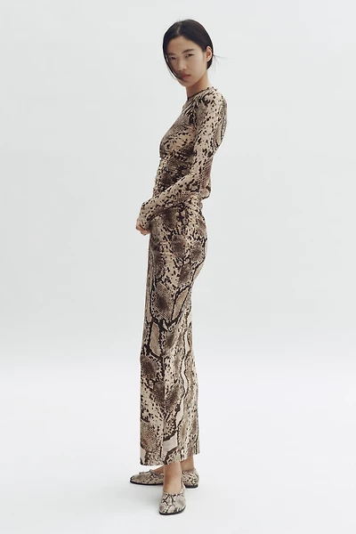 Snakeskin-Print Mesh Dress