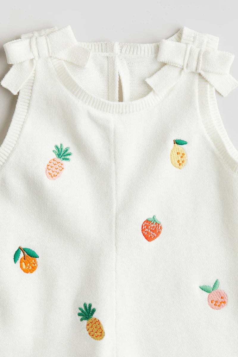 Embroidered-Detail Romper Suit