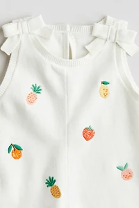 Embroidered-Detail Romper Suit