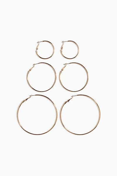 3 Pairs Hoop Earrings