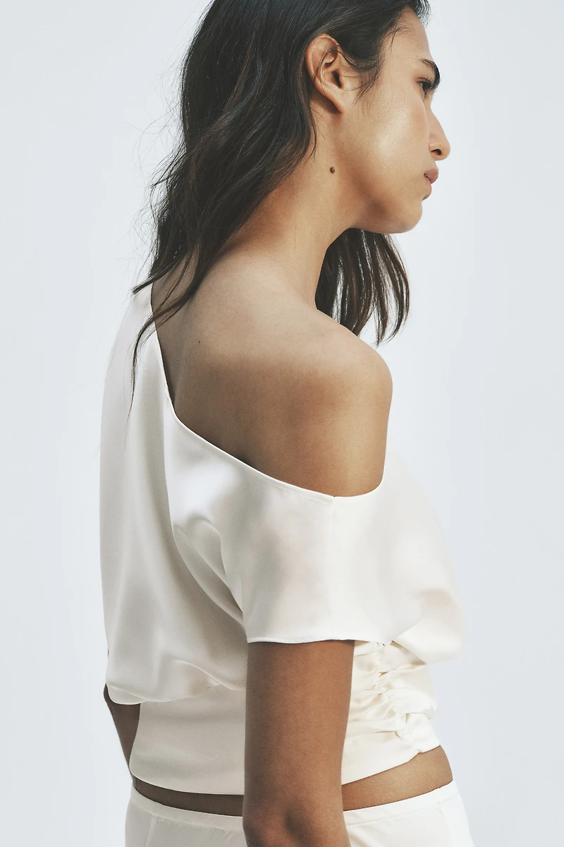 One-Shoulder Satin Blouse