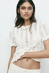 Haut en tricot pointelle