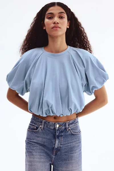 Bubble-Hem Cotton Top