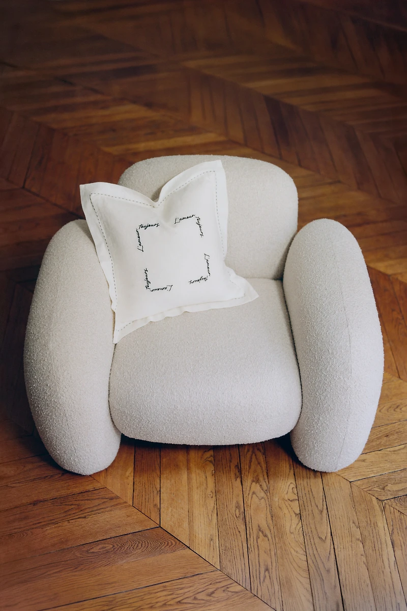 Housse de coussin en lin mélangé avec détail brodé