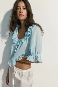 Cotton Blouse with Eyelet Embroidery