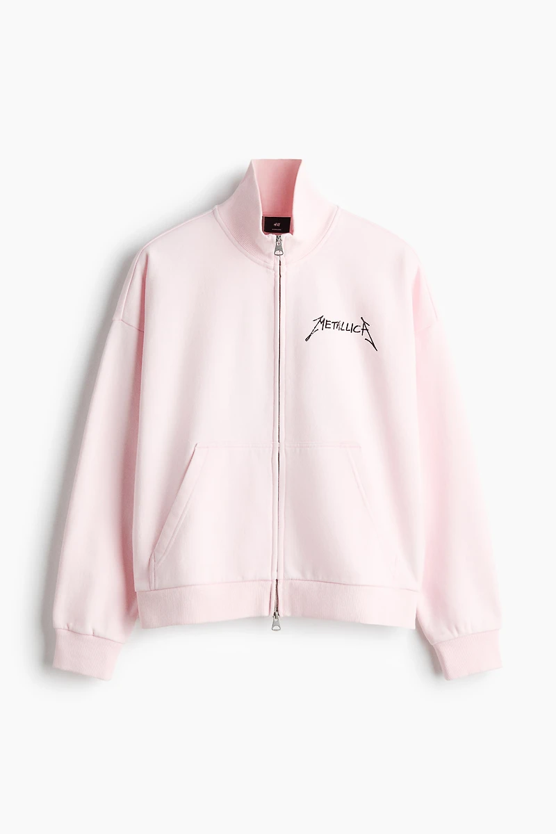 Oversized Printed Jacket with Zipper