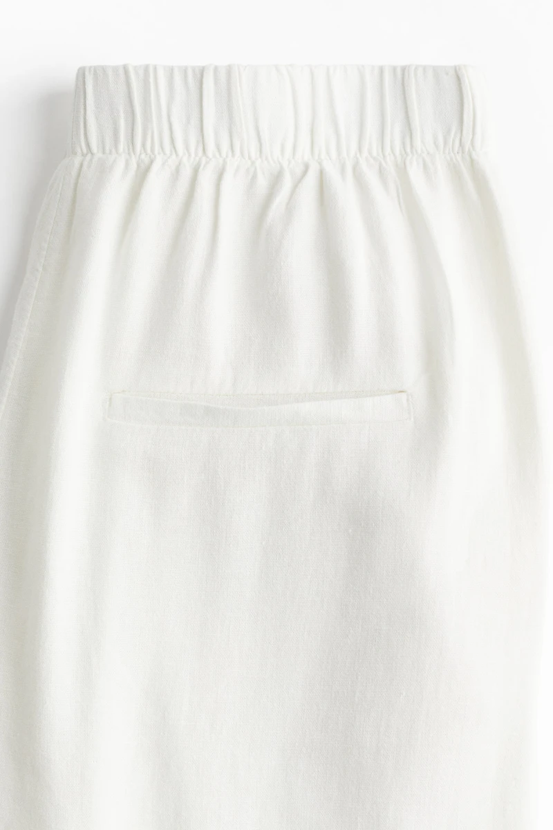 Wide-Leg Linen-Blend Pants