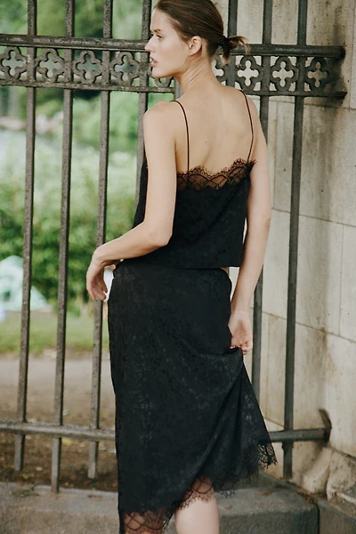 Jupe midi avec dentelle