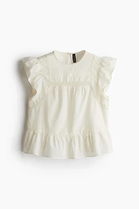 Lace-Inset Peplum Blouse