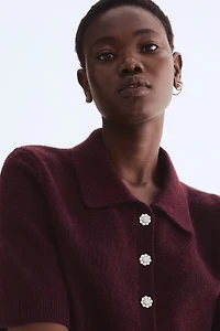 Short-sleeved collared cardigan