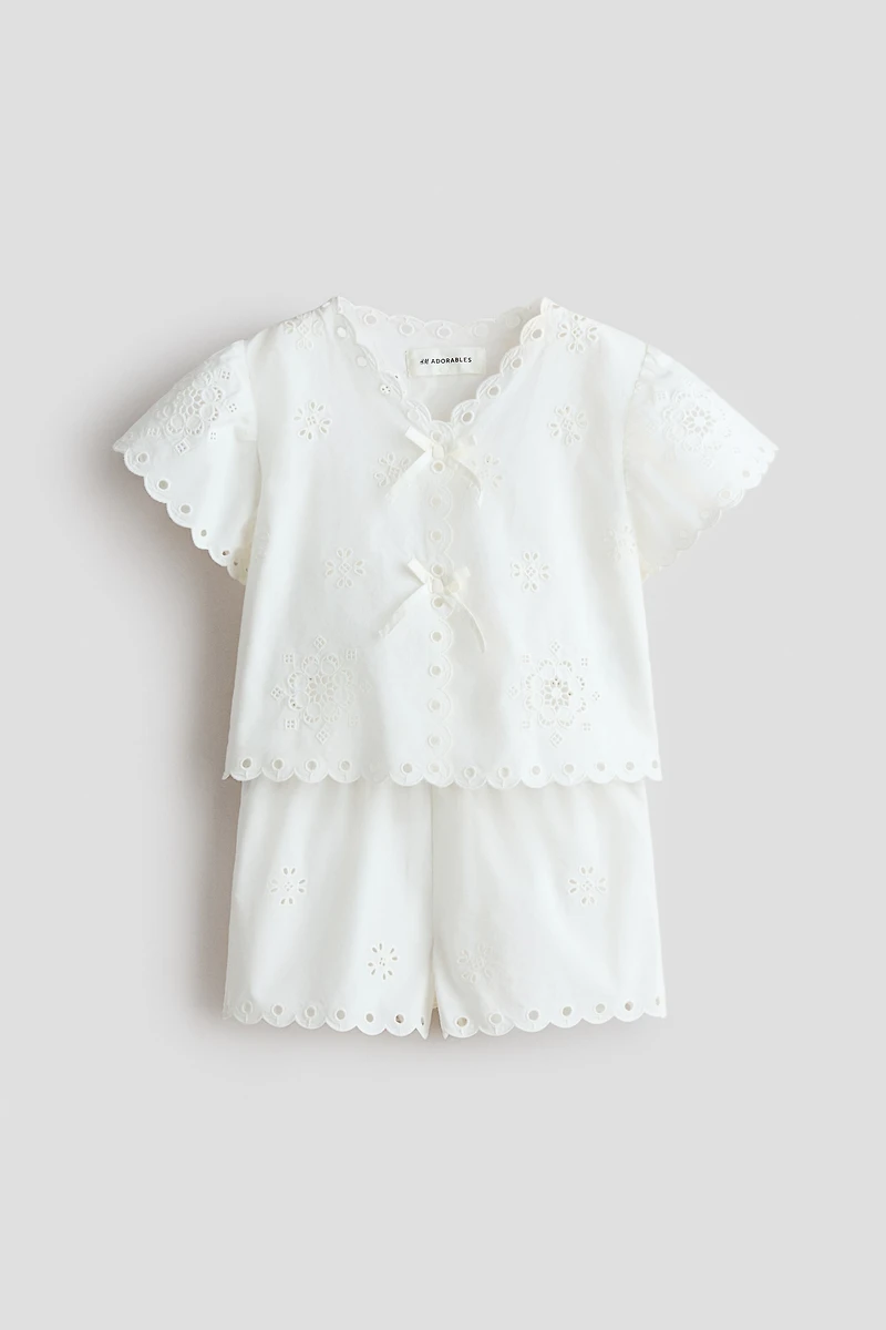 2-Piece Eyelet-Embroidered Cotton Set