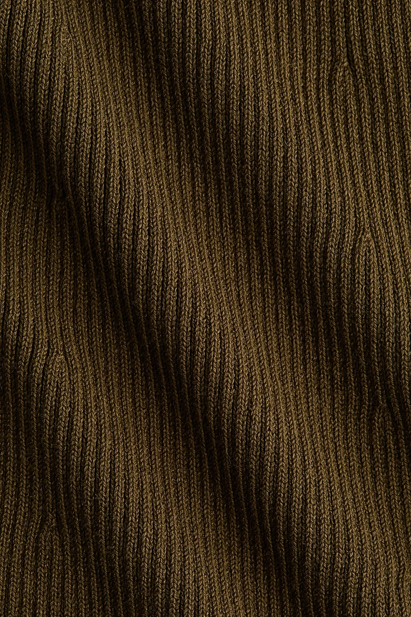 Rib-Knit Dress with Flared Skirt