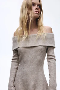 Rib-Knit Off-the-Shoulder Dress