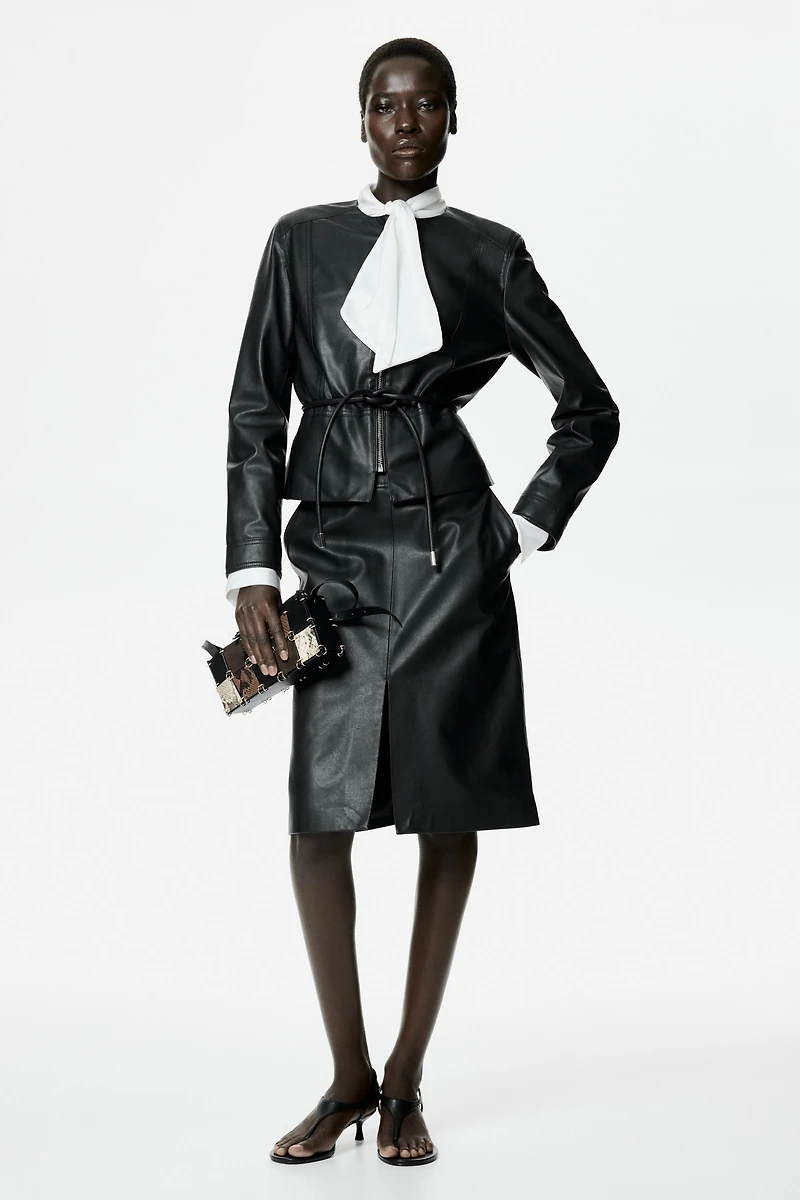 Coated Peplum Jacket