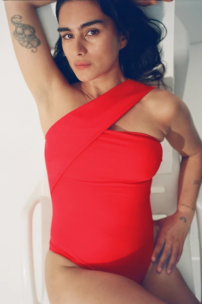 Padded-Cup One-Shoulder Swimsuit