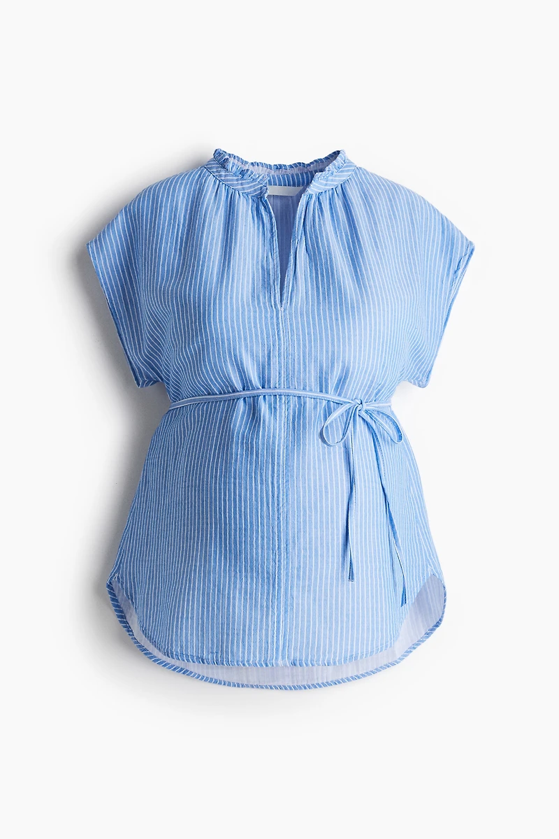 MAMA Tie-Belt Muslin Blouse