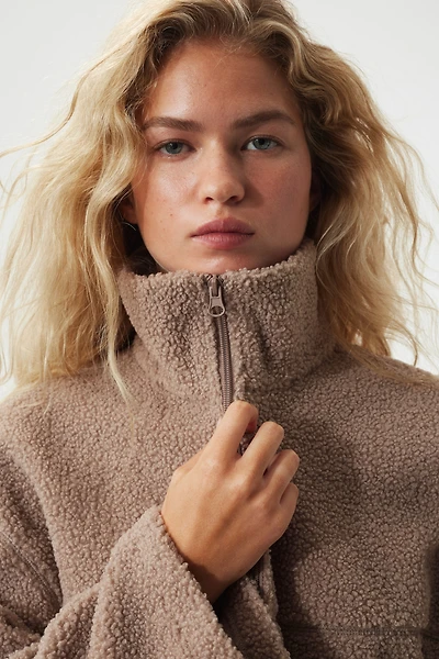Zip-through teddy sweatshirt