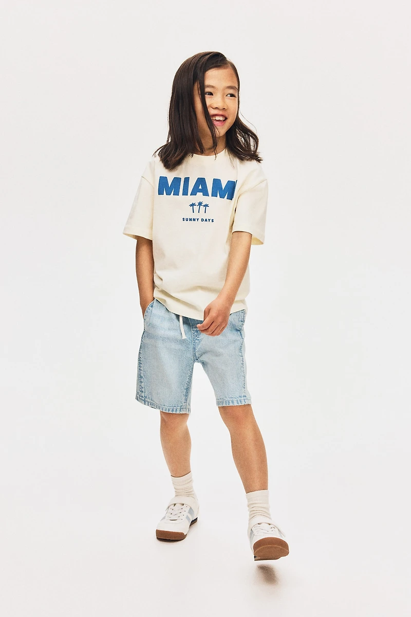 Cotton Denim Shorts