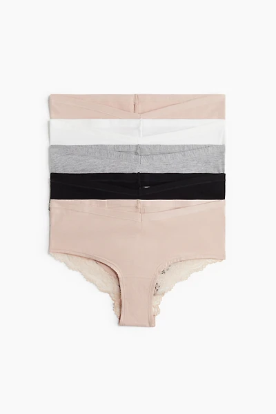 MAMA 5-pack Lace-Trimmed Cotton Hipster Briefs