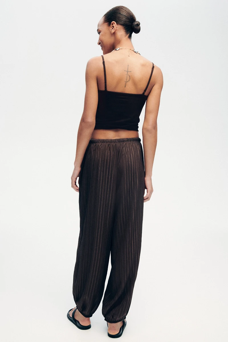 Textured Balloon-Leg Pants