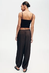 Textured Balloon-Leg Pants
