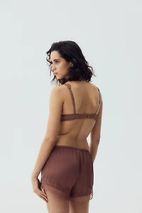 Lace-Trimmed Satin Shorts