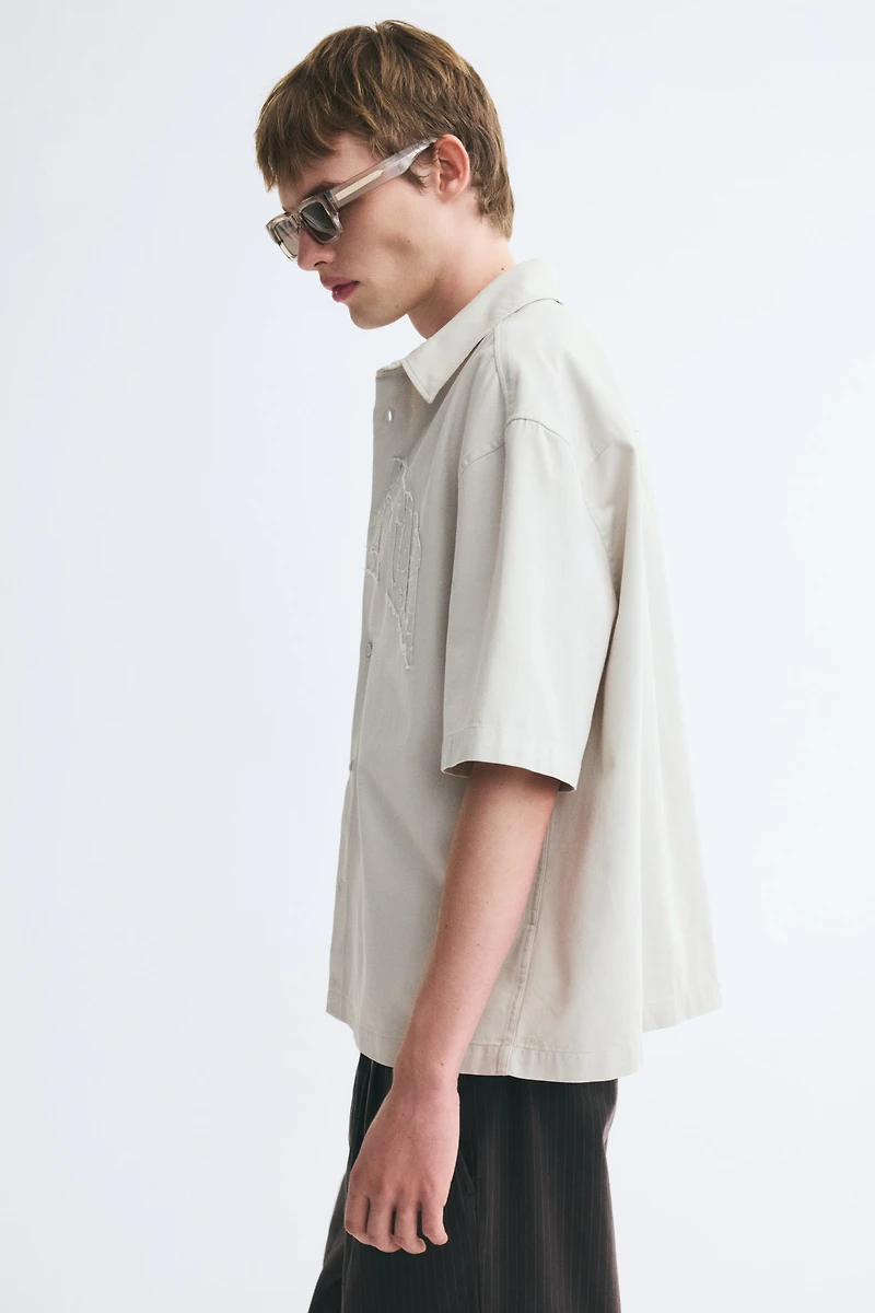 Relaxed-Fit Short-Sleeved Appliquéd Shirt